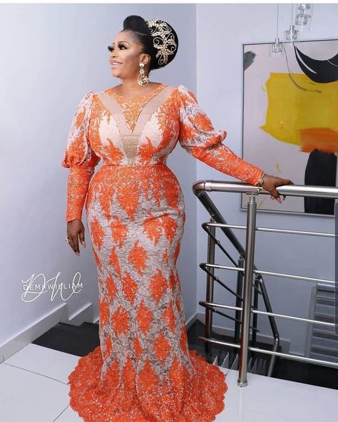 plus size aso ebi styles 2021 Damask Styles, Nigerian Lace Dress, Birthday Style, Damask Dress, African Lace Styles, African Print Dress Ankara, Lace Gown Styles, African Dresses Modern, African Wear Dresses