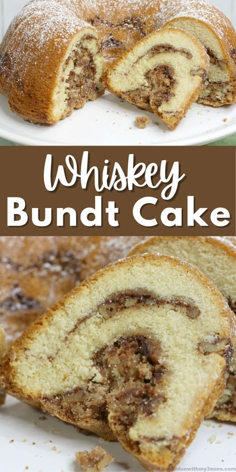 Whiskey Bundt Cake, Bundt Coffee Cake, Whiskey Cake Recipe, Sour Cream Coffee Cake Recipe, Coffee Cake Bundt, Real Crown, Crown Royal Whiskey, Alcohol Cake, Bundt Recipes