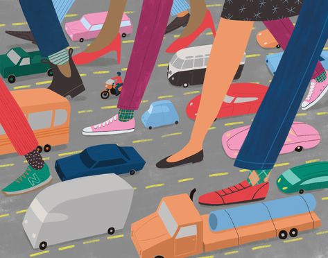 Traffic Illustration, Joe Anderson, Experiential Art, Illustration Book, San Juan Islands, Illustration Agency, Freelance Illustrator, Mural Art, Art Reference Photos