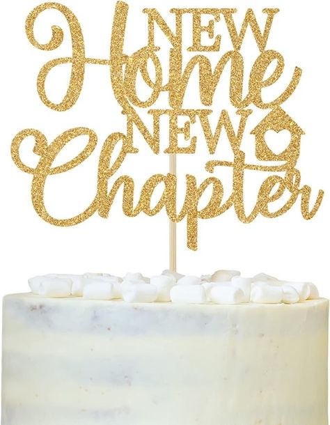 Amazon.com: New Home New Chapter Cake Topper, for Our First Home, Welcome to Our Home, We Said Yes to the Address Party, House Warming Party Decorations Supplies Gift Gold Glitter : Grocery & Gourmet Food Apartment Warming Party, Housewarming Cakes, Housewarming Cake, Housewarming Party Decorations, We Said Yes, House Warming Party, Housewarming Decorations, Laser Ideas, Our First Home