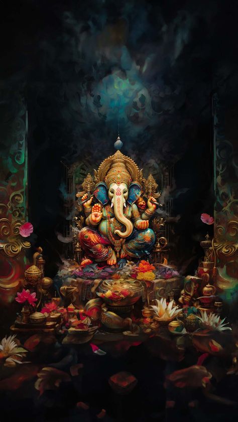 Ganpati God iPhone Wallpaper 4K - iPhone Wallpapers Arte Ganesha, Ganesha Art Illustration, Photos Of Ganesha, Iphone Wallpaper 4k, Lucky Wallpaper, Ganesh Art Paintings, Iphone Wallpaper Hd, India Painting, Amoled Wallpapers