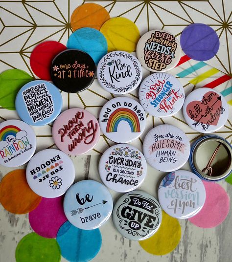 🎉 All our badges are handmade to order 💜 and we have so many fab designs to pick from. We have badges for ALL occasions ▶️ #shopsmall #handmade #ukhandmade #smallbusiness #smallbiz #badges #badgemaker Fridge Magnets Quotes, Fish Valentines, Pin Button Design, Outdoor Branding, Punk Badges, Cute Badges, Book Badge, Hen Party Badges, Teaching Kindness