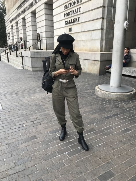 Army Green Jumpsuit Outfit, Olive Jumpsuit Outfit, Highlowluxxe Style, Olive Green Jumpsuit Outfit, Green Jumpsuit Outfit, Jumpsuit Outfit Fall, Family Holiday Pictures, Khaki Jumpsuit, Olive Jumpsuit