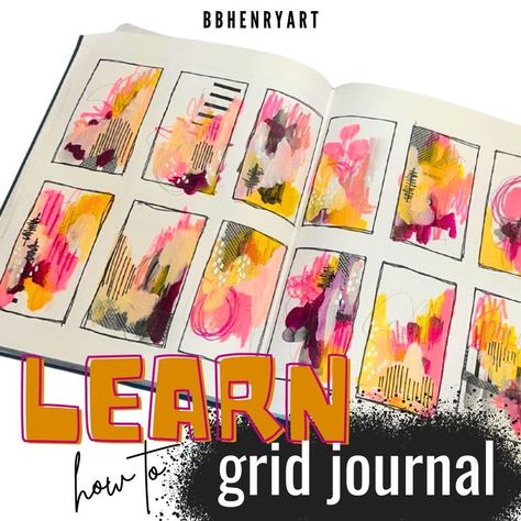 Grid Journal Newbie? Here’s What You Need to Get Started — BB Henry Art Grid Art Journaling, Grid Journal Ideas, Grid Journaling, Liquitex Acrylic Paint, Correction Pen, Grid Art, Journal Techniques, Grid Journal, Grid Journals