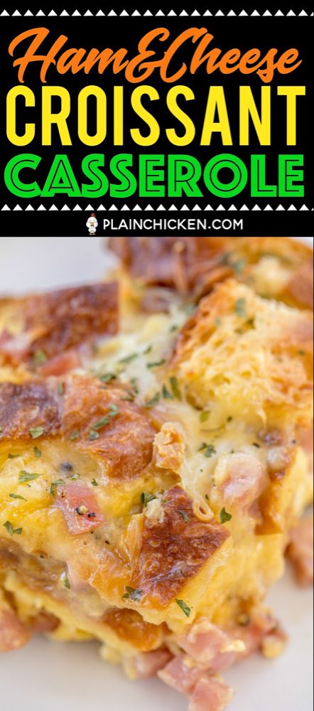 Breakfast Casserole Ham, Ham Cheese Croissant, Croissant Casserole, Croissant Breakfast Casserole, Ham And Cheese Casserole, Ham Breakfast Casserole, Breakfast Casserole With Bread, Breakfast Croissant, Breakfast Bakes