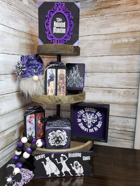 This 9pc Bundle is inspired from The Haunted Mansion. Perfect the upcoming halloween seasonor a perfect gift for that Disney fan Haunted Mansion Tiered Tray, Haunted Mansion Decor Diy, Haunted Mansion Diy, Hitch Hiking Ghosts, Haunted Mansion Decor, Mansion Decor, 3 Tier Stand, Disney House, Spooky Ideas