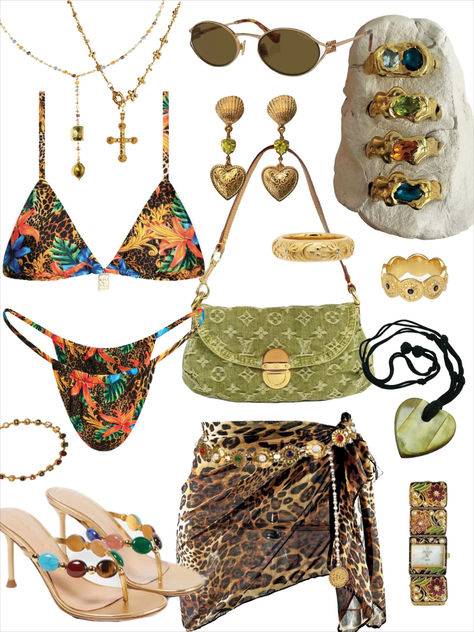 Soak up the sun and let the waves embrace you - Escape to tropical paradise with SINHARAJA Fashionable Beach Outfits, Beach Tropical Outfit, Island Looks For Women, Havasu Outfits Summer, Ocean City Outfits, Outfits Miami Bikinis, Costa Rica Style Outfit Ideas, Jungle Vacation Outfits, Tropical Vacation Outfits Aesthetic