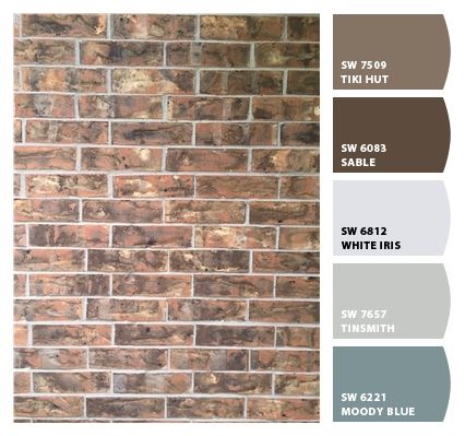 Chip It! by Sherwin-Williams – Home Brown Brick Exterior, Brick House Front Door Colors, Brown Brick Houses, Brick Houses, House Paint Color Combination, Door Paint, Exterior House Paint Color Combinations, Trim Colors, Brown Brick