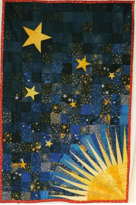 Sampaguita Quilts: My Quilt Gallery Oh My Stars Quilt Pattern, Quilting Stars, Colchas Quilting, Space Quilt, Sky Quilt, Moon Quilt, Landscape Quilts, Pdf Quilt Pattern, Star Quilts