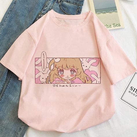 Y2k Female, Oversized Tee Outfit, Sailor Moon Shirt, Clothing Anime, Harajuku Aesthetic, Harajuku Outfits, Moon Shirt, Fashion Y2k, Japan Anime