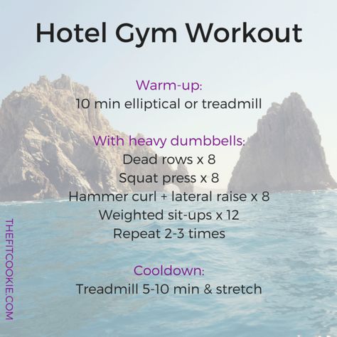 Hotel Gym Workout, Gym Warm Up, Hotel Room Workout, Travel Workouts, Hotel Workout, Vacation Workout, Pilates Challenge, Yoga Routine For Beginners, Hotel Gym