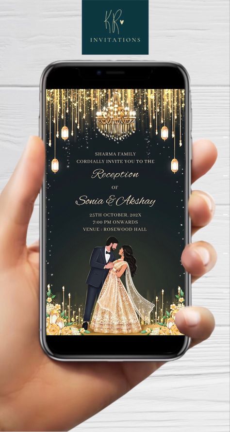 Reception Party Invitation Cards, Reception E Invite, Wedding Reception Invitations Indian, Procreate Wedding Invitations, Reception Cards Invitation Design, Reception Invitation Cards Indian, Reception Cards Invitation, Reception Invite Template, Indian Reception Invitation