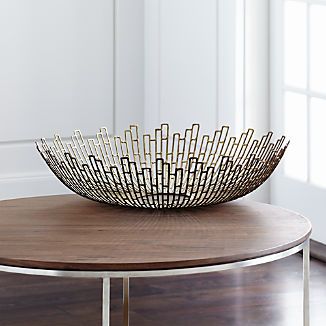 Decorative Centerpiece Bowls: Glass & Metal | Crate and Barrel Large Round Wall Mirror, Table Bowl, Modern Prairie, Brass Bowl, Kitchen Black, Glass Centerpieces, Modern End Tables, Crystal Candle Holder, Decorative Bowl