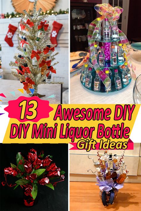 Liquor Stocking Stuffers, Diy Alcoholic Christmas Gifts, Alcohol Easter Baskets, Small Alcohol Bottles Gifts Christmas, Diy Liquor Gift Basket Ideas, Cute Liquor Gifts Mini Bottles, Liquor Easter Basket Ideas, Diy Boozy Christmas Gifts, Liquor Gifts Diy