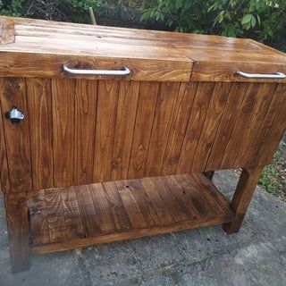 Homemade Cooler, Wood Cooler, Diy Cooler, Old Refrigerator, Refrigerator Cooler, Outdoor Cooler, Backyard Fireplace, Diy Porch, Outdoor Refrigerator