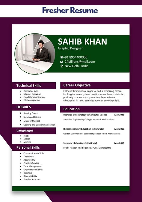 For Fresher Resume Format | Resume for Fresher Format Resume For Freshers, Fresher Resume, Job Resume Format, Job Resume Samples, Resume Format For Freshers, Best Resume Format, Senior Secondary School, Hospital Administration, Cv Format