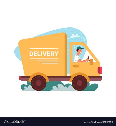 Delivery Truck Design, Cartoon Delivery Guy, Delivery Cartoon, Logistics Stickers, Logistics Illustration, Delivery Illustration, Delivery Truck Illustration, Van Cartoon, Delivery Icon