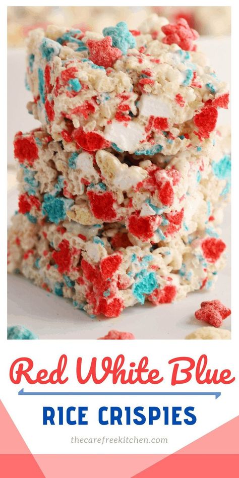 The Best Rice Krispie Treats, Best Rice Krispie Treats Recipe, Best Rice Krispie Treats, Candy Fudge, Blue Rice, Best Rice, Krispie Treats Recipe, Patriotic Desserts, Rice Krispies Treats