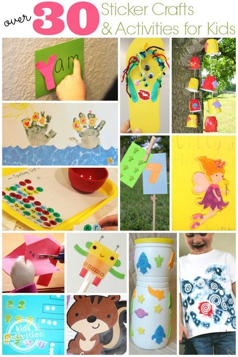 30+ Sticker Crafts And Activities For Kids Sticker Crafts, Easy Preschool Crafts, Messy Crafts, Crafts And Activities For Kids, Preschool Arts And Crafts, Preschool Art Activities, Preschool Fun, Fun Crafts For Kids, Preschool Art