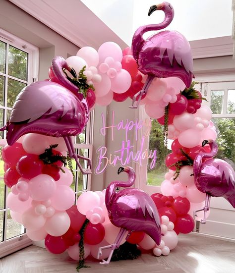 PRICES MAY VARY. [Pink Flamingo Party Decorations] The brightly colored flamingo balloon garland arch kit is perfect for your summer party. Let's hold a flamingo party in the hot summer, this flamingo party decoration will surely add more excitement to your party! [Value Pack] This Flamingo Tropical balloon arch contains 2 sizes of balloons in pink and hot pink for a total of 135pcs, 4pcs flamingo balloons, one balloon arch and one roll balloon dot glue(more packing details show in the package p Pink And Green Flamingo Party, Flamingo Balloon Decorations, Pink Beach Birthday Party, Flamingo Balloon Arch, Flamingo Birthday Party Decorations Diy, Flamingo Themed Party Decoration, Balloon Props, Flamingo Birthday Party Ideas, Flamingo Birthday Theme