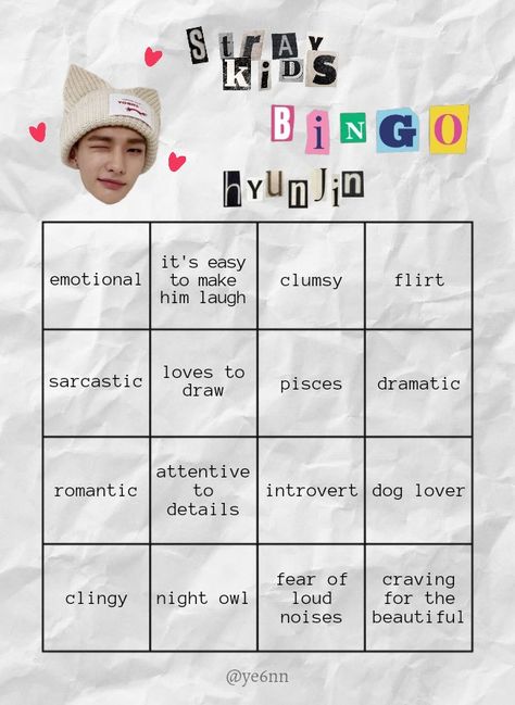 give me credits if you use it // #straykids #bingo #hyunjin Hyunjin Romantic, Stray Kids Bingo, Enhypen Bingo, Kpop Bingo, Skz Template, Homeless Kids, Bingo Template, Fall In Luv, Baby Pink Aesthetic