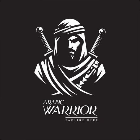 Arabic warrior logo | Premium Vector #Freepik #vector Arabic Warrior, Warrior Logo Design, Arab Logo, Bear Logo Design, Football Logo Design, Birthday Typography, Joker Smile, Skull Art Print, Warrior Logo