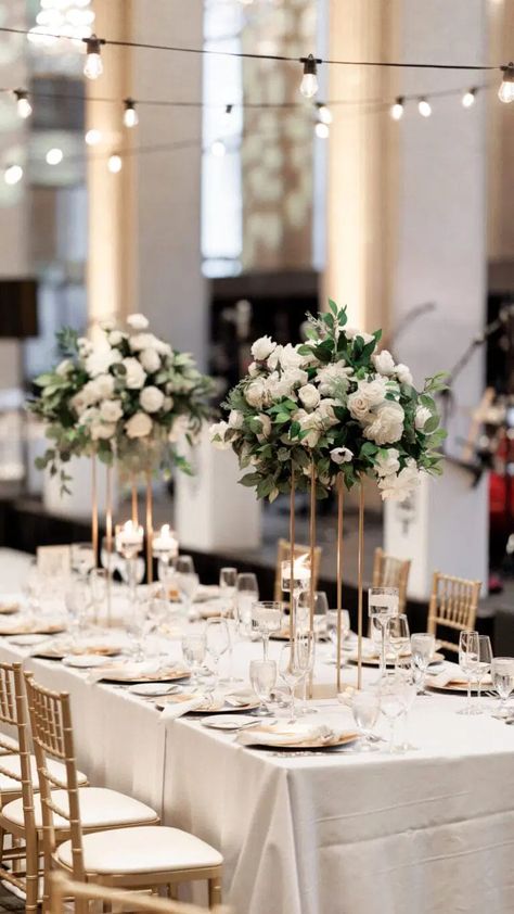 Events Decor & Floral VintagebASH Portfolio • VintageBash Harlow Floral Arrangement, Tall Table Arrangements, High Low Centerpieces Weddings, Elevated Floral Centerpieces, Head Table Wedding Decorations, Tall Floral Arrangements, Long Table Wedding, Table Flower Arrangements, Head Table Wedding