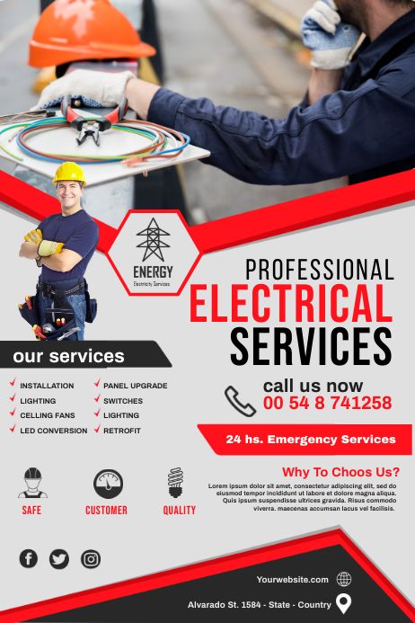 Plumber Logo Design, Tabloid Cover, Engineering Poster, Electrician Services, Electrical Maintenance, Informative Essay, Hvac Company, Electrical Services, Illustrator Design Tutorial