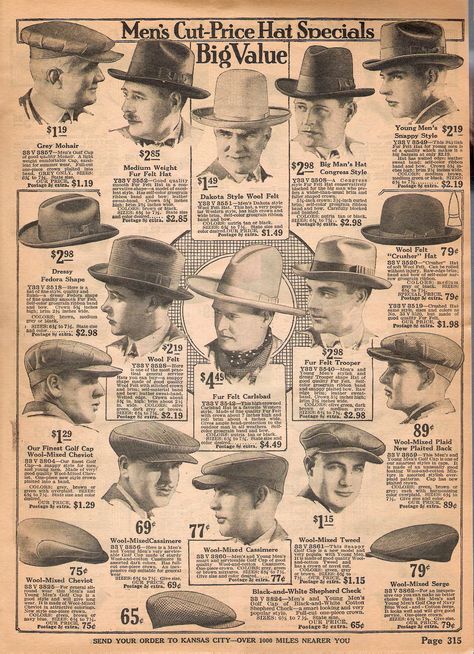 1920s Mens Hats: Great Gatsby Era Hat Styles Prohibition Fashion, Types Of Mens Hats, 1920s Mens Hats, 1920 Men, 1920's Men's Style, 1920s Mens Fashion, 1920s Men, Gatsby Hat, Americana Vintage