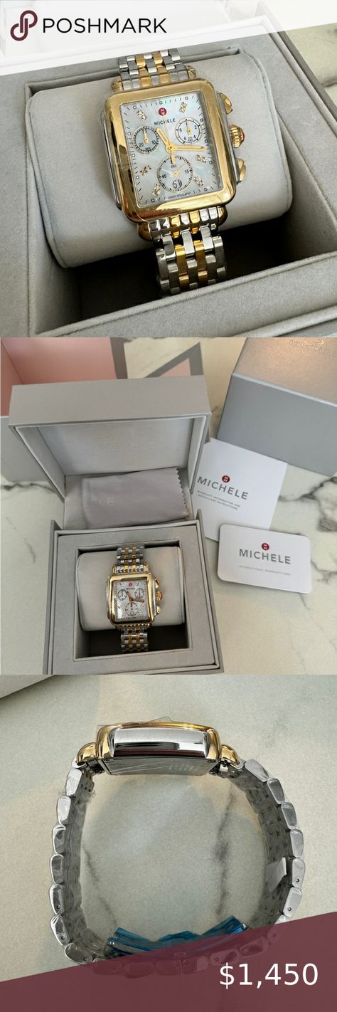 MICHELE DECO MID TWO TONE DIAMOND DIAL WATCH BNWT Two Tone, Closet, Fashion Trends, Fashion Tips, Clothes Design