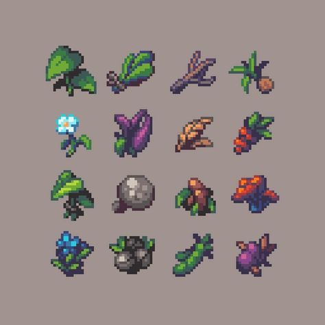 Wildan R² on Instagram: “I'm bacc, with herbs collection!! #pixelart #pixelartist #pixelartsociety #rpg #gameassets #gameart” Pixel Art Plants, Pixel Nature, Herbs Collection, Pixel Art Icon, Minecraft Models, Pixel Art Food, Dibujos Pin Up, Pixel Art Landscape, Indie Game Art