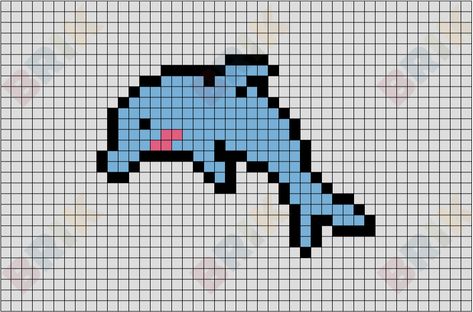 Картинки по клеточкам Pixel Dolphin, Dolphin Pixel Art, Dolphin Cross Stitch, Image Pixel Art, Pixel Art Minecraft, Modele Pixel Art, Pola Manik, Tiny Cross Stitch, Easy Pixel Art