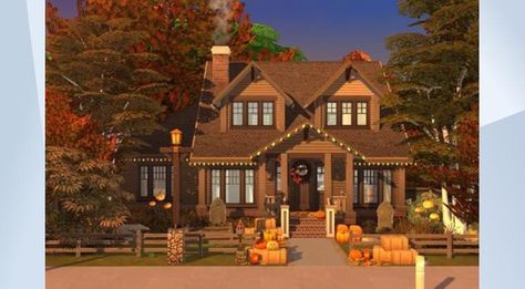 Check out this lot in The Sims 4 Gallery! - The perfect autumn/fall home ♥ Use bb,moveobjects on -Made by me #shibasimsim. DO NOT REUPLOAD. Artwork by #surfchiccreation #catatron16 #juwels64 #lossimsdeyoli♥ #fall #fallhome #autumn #seasons #thanksgiving #showusyourbuilds #halloween #familyhome #shibasimsim #catsanddogs #dogfriendly #moo #playtested #cozy #cute #gettogether #parenthood #spookystuff #laundryday #cottageliving #ecolifestyle #pumpkins #leaves #30X20 #hallowslough #willowcreek Autumn Mansion Bloxburg, Sims 4 Fall House, Sims 4 Autumn House, Bloxburg Autumn, Log Cabin Mansions, Sims 4 Family House, Sims 4 Cottage, Sims 4 Gallery, 4 Family