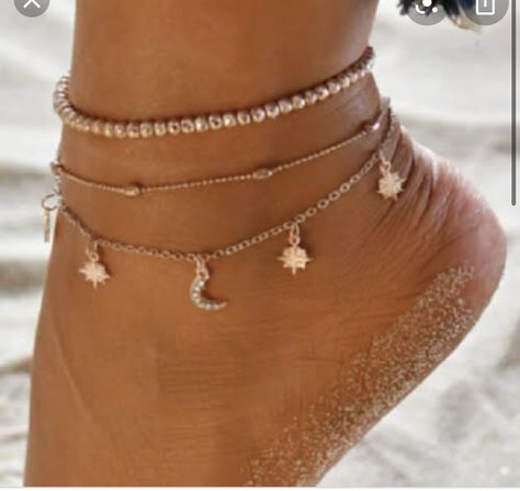 Summer Ankle Bracelets, Christmas Day Outfit, Boho Moon, Black High Heel Boots, Gold Anklet, Beaded Anklets, Star Moon, Foot Jewelry, Ankle Bracelet