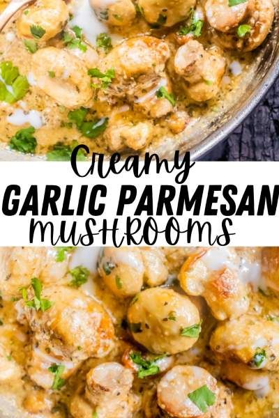 Creamy Garlic Parmesan Mushrooms (Low Carb) - Recipe Magik Chicken Mushroom Spinach Recipes, Chicken With Mushrooms Recipes, Baked Mushroom Chicken, Garlic Parmesan Mushrooms, Creamy Parmesan Garlic Mushroom Chicken, Parmesan Mushrooms, Garlic Mushroom Chicken, Baked Mushrooms, Chicken Mushroom Recipes