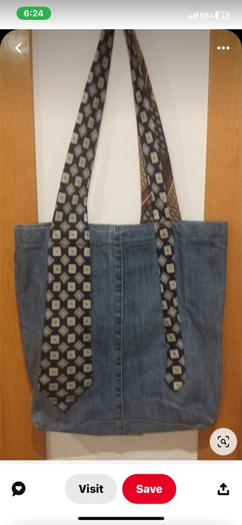 Tas Denim, Necktie Crafts, Tie Crafts, Thrift Flip, Couture Mode, Denim Crafts, Jeans Bag, Old Jeans, Diy Couture