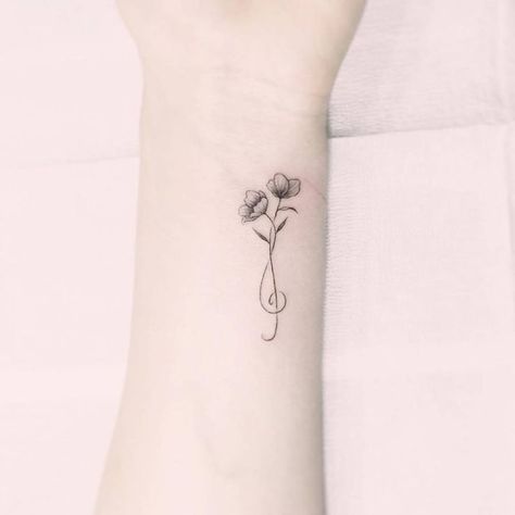 Treble Clef Flower, Small Music Tattoos, Treble Clef Tattoo, Tattoo Music, Music Flower, Music Tattoo Designs, Inspiration Tattoos, Initial Tattoo, Music Tattoo