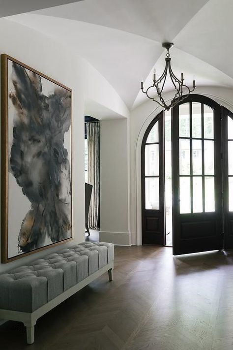 25 Entryway Artwork Ideas To Make An Impression | DigsDigs | Bloglovin’ Mirrors Entryway, Statement Entryway, Entryway Artwork, Luxury Entryway, Foyer Makeover, Entryway Doors, Exterior Entryway, Minimalist Entryway, Arched Front Door