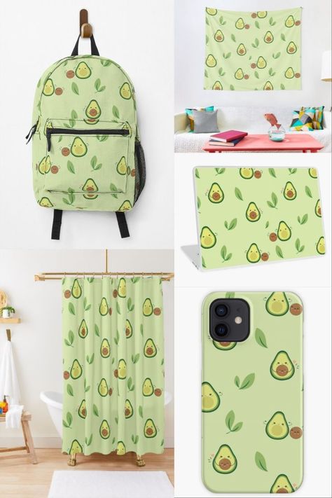 Cute and funny avocado pattern Avocado Bedroom Ideas, Avocado Room Decor, Avocado Stationary, Cute Avocado Wallpaper, Avocado Things, Avocado Aesthetic, Avocado Stuff, Avocado Clothes, Avocado Wallpaper