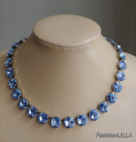 Swarovski crystal light sapphire necklace,baby blue rivoli necklace,blue jewelry,sapphire jewelry,strass necklace,crystal wedding necklace by FashionLILLA on Etsy Crystal Wedding Necklace, Jewelry Sapphire, Diamond Cluster Earrings, Light Sapphire, Swarovski Crystal Necklace, Swarovski Necklace, Anna Wintour, Crystal Light, Necklace Crystal