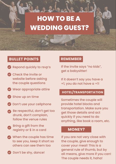 Plus One Wedding Etiquette, Wedding Etiquette For Guests, Wedding Guest Etiquette, Event Planning Career, Etiquette And Manners, Wedding Etiquette, Future Wedding Plans, Free Education, Ny Wedding