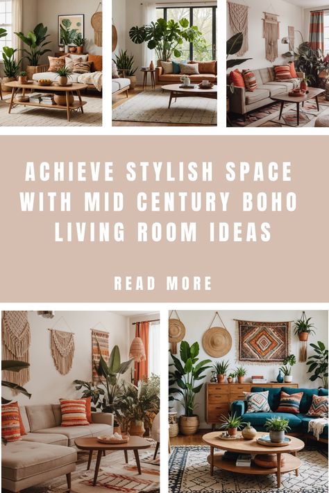 Achieve a stylish living room with mid-century boho decor ideas. Read more. Midcentury Boho Living Room Decor, Decorating Trends 2024, Mcm Decorating Ideas, Retro Boho Living Room, Midcentury Living Rooms, Boho Retro Living Room, Midcentury Boho Living Room, 70s Interior Design Mid Century Modern, Mid Mod Boho