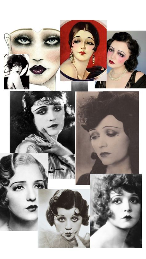 Flapper 1920s Photographs, 1920s Makeup Ads, 1920s Circus Makeup, Twenties Makeup 1920s, 1920s Makeup Inspiration, 1930s Womens Makeup, 1920s Stage Makeup, Prohibition Makeup, 1020s Makeup