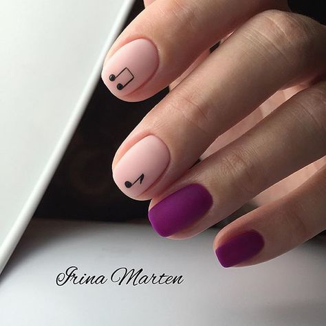 violet-and-beige-matte-HYGGE-nails Music Note Nails, Nagel Stamping, Music Nails, Nails Yellow, Matte Nails Design, Minimal Nails, Her Nails, Pretty Nail Art, Cat Kuku