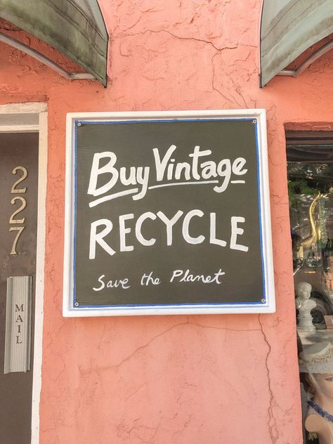 autumnrkepley | VSCO Save The Planet Buy Vintage, Vintage Clothing Quotes, Thrift Store Branding, Second Hand Store Ideas, Vintage Shop Aesthetic, Clothing Sale Sign, Vintage Thrift Shop Aesthetic, Vintage Clothing Display, Vintage Store Signs