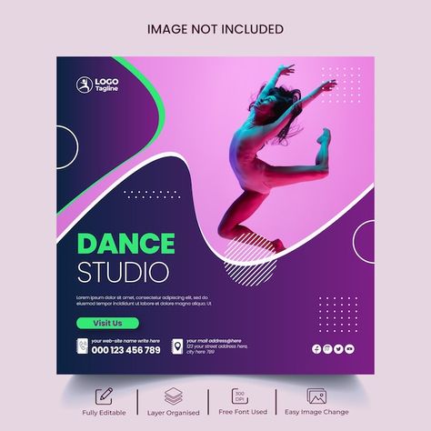 Dance Studio Poster, Dance App, Online Dance Classes, Animal Crafts Preschool, Class Poster, Flyers Design, Poster Template Design, Logo Design Tutorial, Facebook Templates