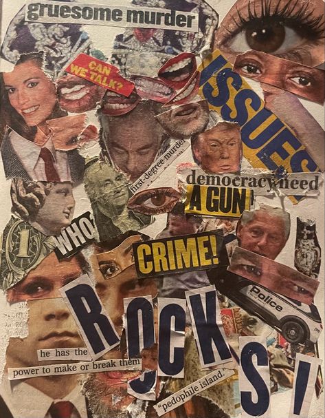 Celebrity’s. Crime. United States. Tyranny. Magazine Collage Artwork, Magazine Cutout Aesthetic, Collage Word Art, Magazine Cutout Collage Aesthetic, Magazine Cutouts Aesthetic, Magazine Wall Art Collage, Collage Art Typography, Old Magazine Collage, Collage Ideas Magazine