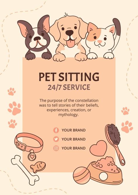 Dog Sitting Flyer Ideas, Dog Walking And Pet Sitting Flyer, Dog Sitting Poster Ideas, Pet Sitting Poster Ideas, Pets Poster Design, Dog Walking Advertisement, Pet Grooming Poster, Pet Shop Poster Design, Pet Sitter Flyer