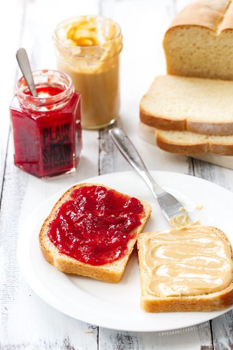 Ultimate From-Scratch Peanut Butter & Jelly Sandwiches - A classic favorite, made entirely from scratch with homemade bread, jam, and peanut butter. Homemade Crunchwrap, Peanut Butter Jelly Sandwich, Bread Jam, Homemade Crunchwrap Supreme, Homemade Strawberry Jam, Peanut Butter And Jelly, Peanut Butter Jelly, Wrap Sandwiches, Sandwich Recipes