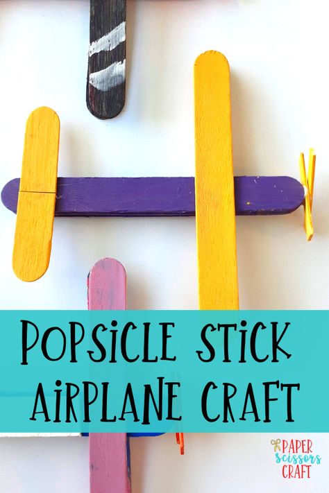 Cheap crafts, airplane popsicle stick craft, kids crafts, toddler crafts, cheap crafts, easy crafts, Airplane With Popsicle Sticks, Popsicle Airplane Craft, Popsicle Airplane, Airplane Crafts For Toddlers, Airplane Crafts For Preschool, Popsicle Stick Airplane, Quick Kids Crafts, Airplane Craft, Popsicle Stick Diy